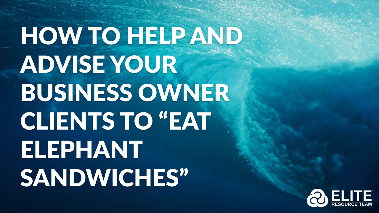 HOW to Help and Advise Your Business Owner Clients to “Eat Elephant Sandwiches”